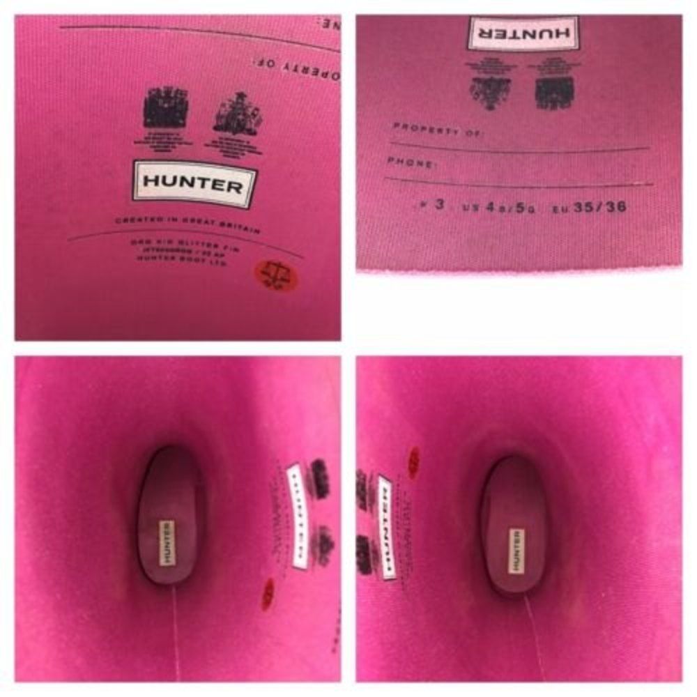 Hunter Original Glitter Fin Rain Boots Tall Pink Sparkle Big Kids Youth Girls 5 - Picture 10 of 11